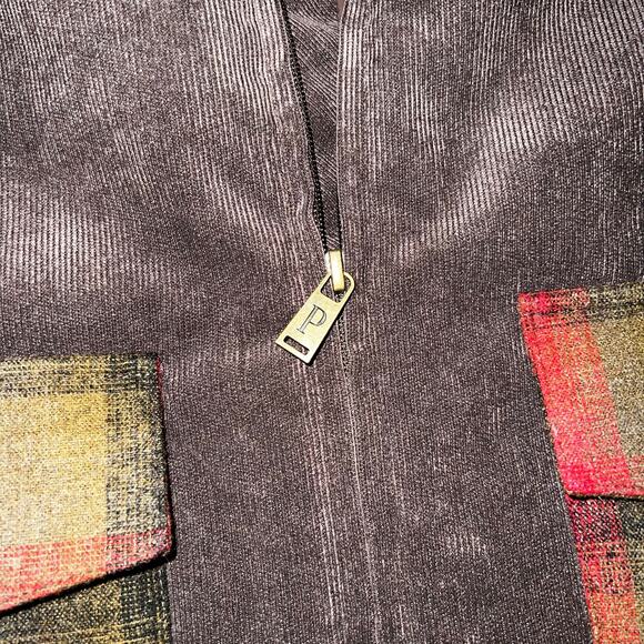 Pendleton Black Hills Duck Down Wool Corduroy Vest Plaid large Red Olive NEW - Picture 8 of 9